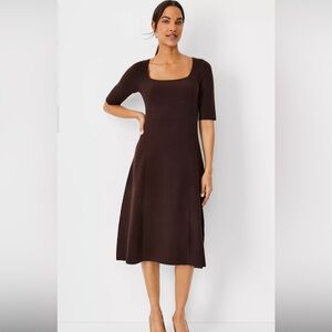 NWT Ann Taylor Ribbed Square Neck Sweater Dress Size L